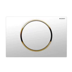 Geberit Sigma 10 White + Gold Flush Plate For UP320/UP720 Cistern