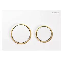 Geberit Sigma 20 White + Gold Flush Plate For UP320/UP720 Cistern - 15.882.KK.1