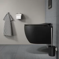 Tiger Bathroom Accessori Tiger Tune Swivel Toilet Brush & Holder - Brushed Stainless Steel/Black