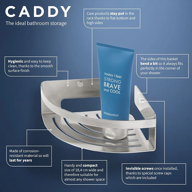 Tiger Bathroom Accessori Tiger Caddy Small Corner Shower Basket - Brushed Stainless Steel 3 Tiger Bathroom Accessori Tiger Caddy Small Corner Shower Basket - Brushed Stainless Steel - Image 3