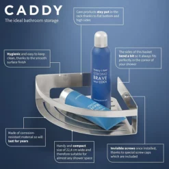 Tiger Bathroom Accessori Tiger Caddy Large Corner Shower Basket - Brushed Stainless Steel -smedbo shop 1400630946 d1