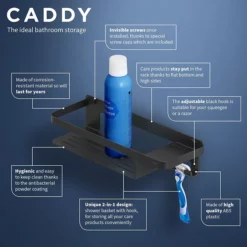 Tiger Bathroom Accessori Tiger Caddy Shower Basket With Hook - Black -smedbo shop 1401030746 d1