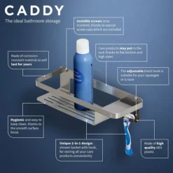 Tiger Bathroom Accessori Tiger Caddy Shower Basket With Hook - Brushed Stainless Steel -smedbo shop 1401030946 d1