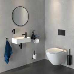 Tiger Bathroom Accessori Tiger Caddy Toilet Roll Holder With Shelf - Black