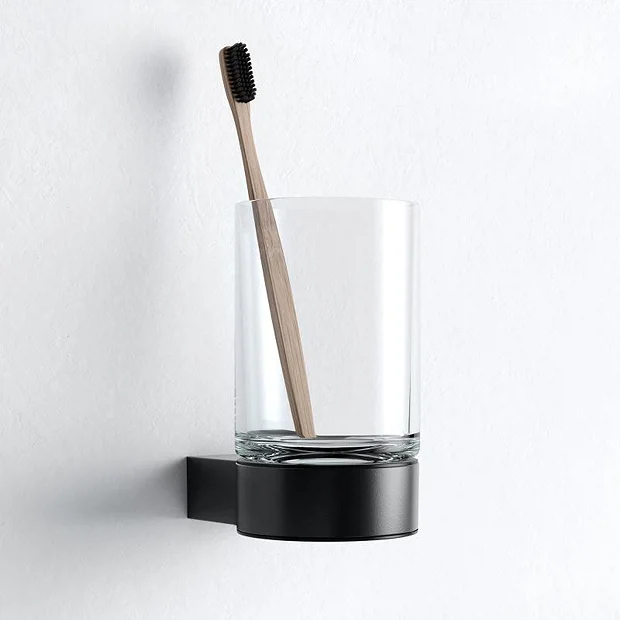 Keuco Plan Tumbler & Holder - Black 2 Keuco Plan Tumbler & Holder - Black - Image 2