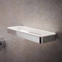 Keuco Plan Shower Basket - Chrome/White -smedbo shop 14958010051 d1