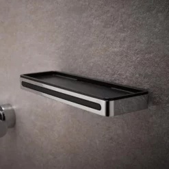 Keuco Plan Shower Basket With Integrated Squeegee - Chrome/Dark Grey -smedbo shop 14959010037 d1