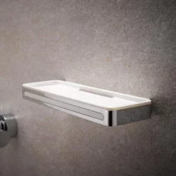 Keuco Plan Shower Basket With Integrated Squeegee - Chrome/White -smedbo shop 14959010051 d1