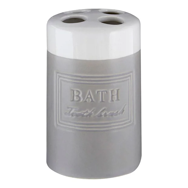 Victorian Plumbing Vida Grey/White Toothbrush Holder 1 Victorian Plumbing Vida Grey/White Toothbrush Holder