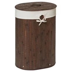 Victorian Plumbing Saroma Oval Bamboo Laundry Hamper - Dark Brown