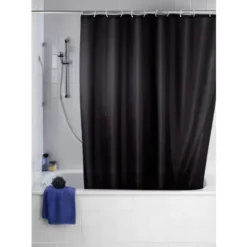 Wenko Plain Black Polyester Shower Curtain - W1800 X H2000mm