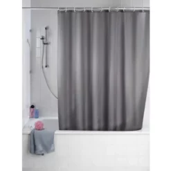 Wenko Plain Grey Polyester Shower Curtain - W1800 X H2000mm