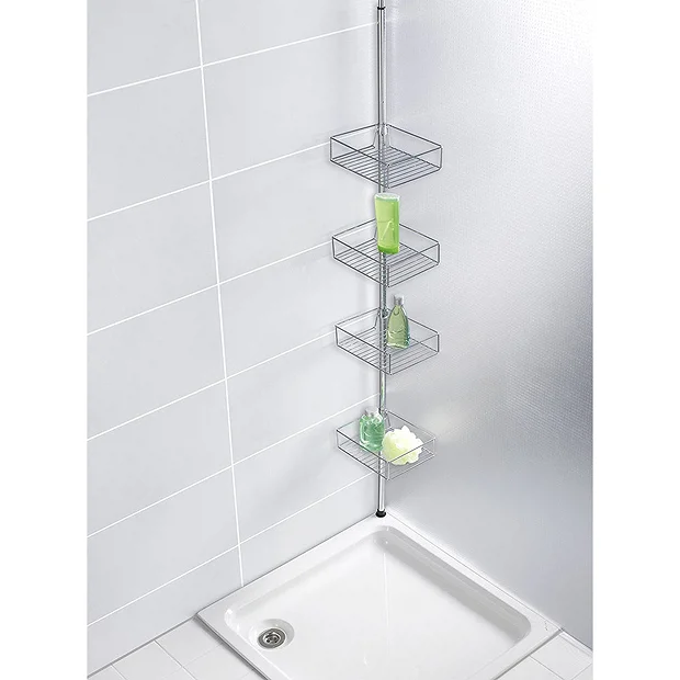 Wenko Domaso Stainless Steel Telescopic 4-Tier Corner Rack Storage 4 Wenko Domaso Stainless Steel Telescopic 4-Tier Corner Rack Storage - Image 4
