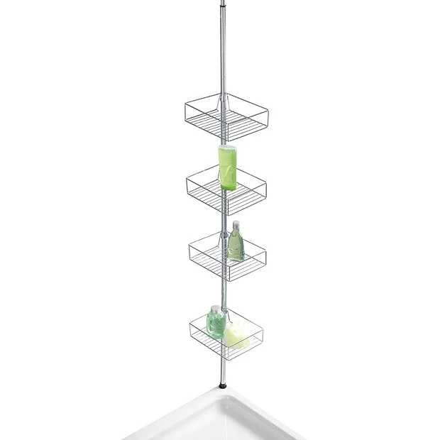 Wenko Domaso Stainless Steel Telescopic 4-Tier Corner Rack Storage 2 Wenko Domaso Stainless Steel Telescopic 4-Tier Corner Rack Storage - Image 2