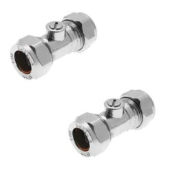 Victorian Plumbing Pair Of 15mm Chrome Isolating Valves