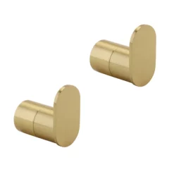2 X Arezzo Brushed Brass Robe Hooks