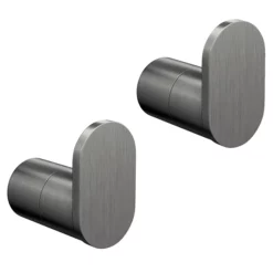 2 X Arezzo Gunmetal Grey Robe/Towel Hooks