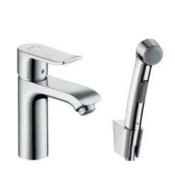 Hansgrohe Metris Single Lever Basin Mixer 100 With Bidet Spray And 160cm Shower Hose