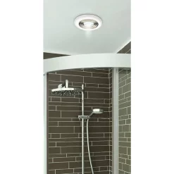 HIB Turbo Chrome Bathroom Inline Fan With LED Lights - Warm White