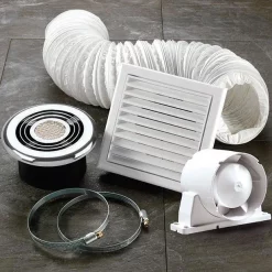 HIB Turbo Chrome Bathroom Inline Fan With LED Lights - Cool White -smedbo shop 32200 d2 1