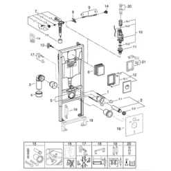 Grohe Solido 1.13m 3-in-1 Set Support Frame For Wall Hung WC With Even Black Flush Plate