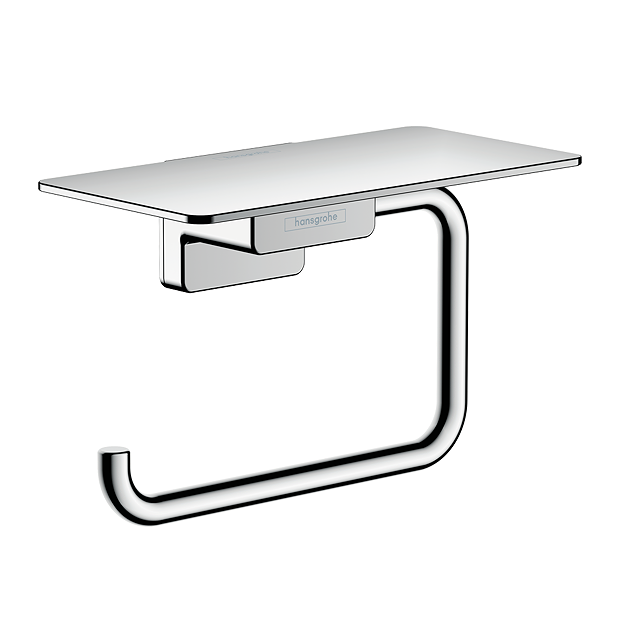 Hansgrohe AddStoris Chrome Toilet Roll Holder With Shelf 2 Hansgrohe AddStoris Chrome Toilet Roll Holder With Shelf - Image 2