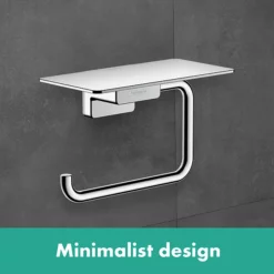 Hansgrohe AddStoris Chrome Toilet Roll Holder With Shelf 6 Hansgrohe AddStoris Chrome Toilet Roll Holder With Shelf -smedbo shop 41772000 ll2
