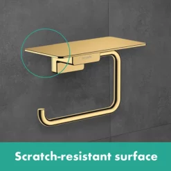 Hansgrohe AddStoris Polished Gold Optic Toilet Roll Holder With Shelf 6 Hansgrohe AddStoris Polished Gold Optic Toilet Roll Holder With Shelf -smedbo shop 41772990 l4