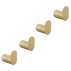 4 X Arezzo Brushed Brass Robe Hooks