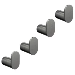 4 X Arezzo Gunmetal Grey Robe/Towel Hooks