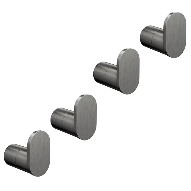 4 X Arezzo Gunmetal Grey Robe/Towel Hooks 1 4 X Arezzo Gunmetal Grey Robe/Towel Hooks