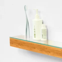 Victorian Plumbing 550mm Glass Shelf Bamboo -smedbo shop 50gsbb d2