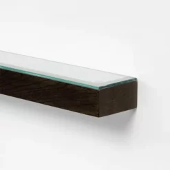 Victorian Plumbing 550mm Glass Shelf Dark Oak -smedbo shop 50gsdo d1