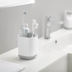 Joseph Joseph Bathroom Joseph Joseph Easy-Store Toothbrush Caddy - White/Grey