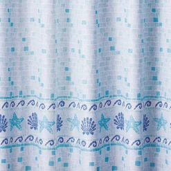 Aqualona Mosaic Blue Polyester Shower Curtain - W1800 X H1800mm