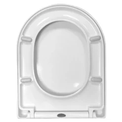 Euroshowers ONE Seat Long Elongated D-Shape Soft Close Toilet Seat - White -smedbo shop 80410nd1