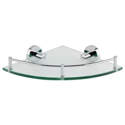 Victorian Plumbing Orion Glass Corner Shelf - Chrome