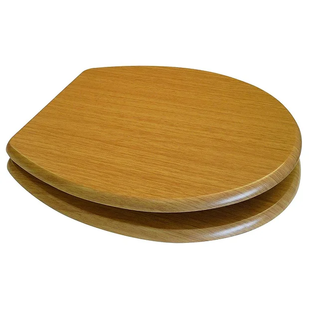Euroshowers Oak MDF Toilet Seat With Chrome Bar Hinges 2 Euroshowers Oak MDF Toilet Seat With Chrome Bar Hinges - Image 2
