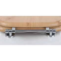 Euroshowers White Ash MDF Toilet Seat With Chrome Bar Hinges