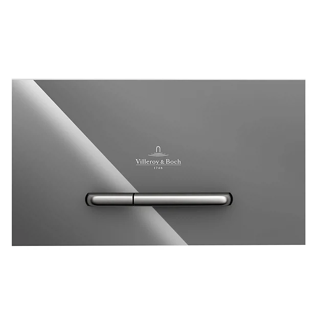 Villeroy & Boch Villeroy And Boch ViConnect Glass Glossy Grey Dual Flush Plate 1 Villeroy & Boch Villeroy And Boch ViConnect Glass Glossy Grey Dual Flush Plate