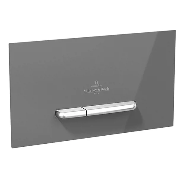 Villeroy & Boch Villeroy And Boch ViConnect Glass Glossy Grey Dual Flush Plate 2 Villeroy & Boch Villeroy And Boch ViConnect Glass Glossy Grey Dual Flush Plate - Image 2