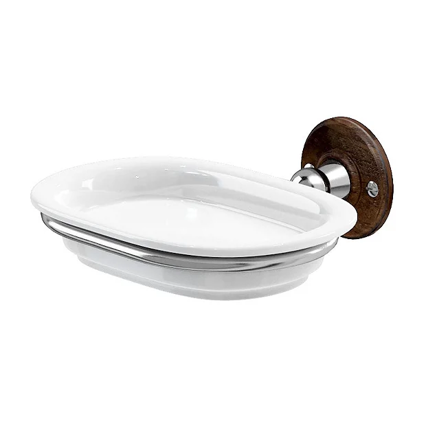 Urlington Bathroom Burlington Ceramic Soap Dish With Chrome Holder - Walnut 1 Urlington Bathroom Burlington Ceramic Soap Dish With Chrome Holder - Walnut