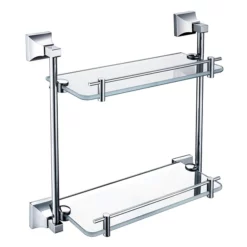 Heritage Bathroom Heritage Chancery Double Glass Shelf - Chrome