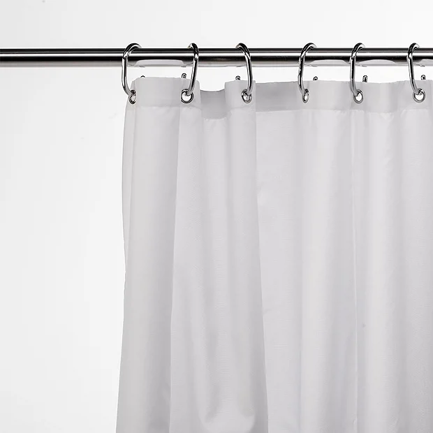 Croydex Plain White Textile Shower Curtain W1800 X H1800mm 2 Croydex Plain White Textile Shower Curtain W1800 X H1800mm - Image 2