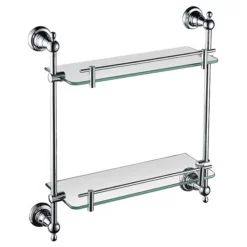 Heritage Bathroom Heritage Holborn Double Glass Shelf - Chrome