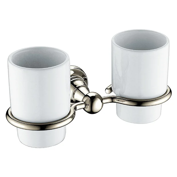 Heritage Bathroom Heritage Holborn Double Tumbler & Holder - Vintage Gold 1 Heritage Bathroom Heritage Holborn Double Tumbler & Holder - Vintage Gold