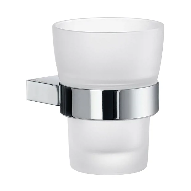 Smedbo Air Holder With Frosted Glass Tumbler - Polished Chrome 1 Smedbo Air Holder With Frosted Glass Tumbler - Polished Chrome