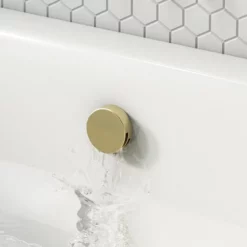 Arezzo Brushed Brass Round Slimline Freeflow Bath Filler Waste And Overflow -smedbo shop az243bb n d1