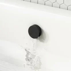 Arezzo Matt Black Round Slimline Freeflow Bath Filler Waste And Overflow -smedbo shop az243mb n d1