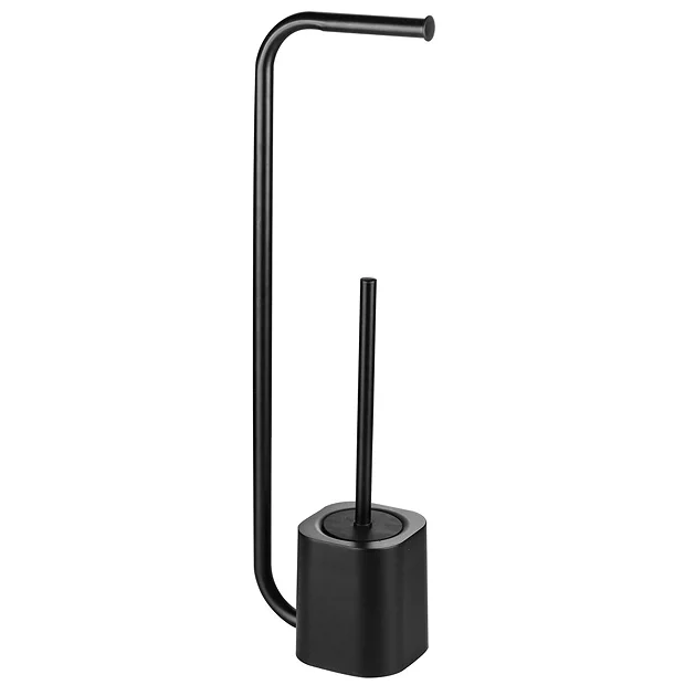 Arezzo Black Free Standing Toilet Brush + Roll Holder 1 Arezzo Black Free Standing Toilet Brush + Roll Holder